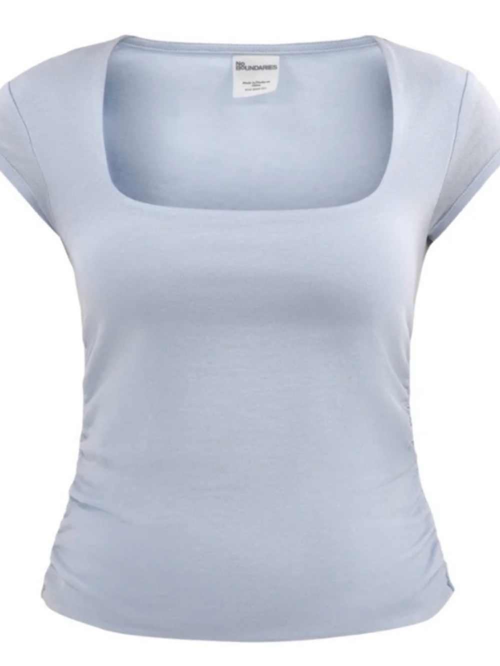 No Boundaries Women's Powder Blue Square Neck Short Sleeve Tee 2X